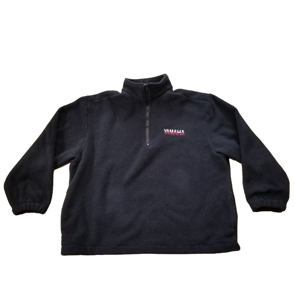 ✅ Mens 2XL/NO SIZE TAG VTG 90s Yamaha Black Fleece Pullover Sweatshirt 1/4 Zip - Picture 1 of 11